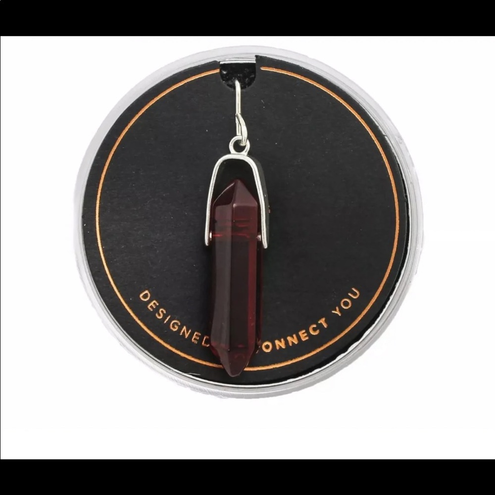 NEW Alex and Ani .925 Sterling Silver Chain Station Hook Ruby Red Glass Pendant